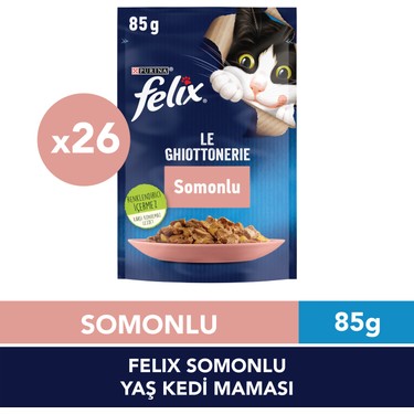FELIX Somonlu Yaş Kedi Maması 26 Adet X 85 Gr.
