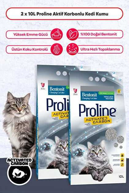 Proline Aktif Karbonlu Topaklanan Kedi Kumu 2 X 10 Lt