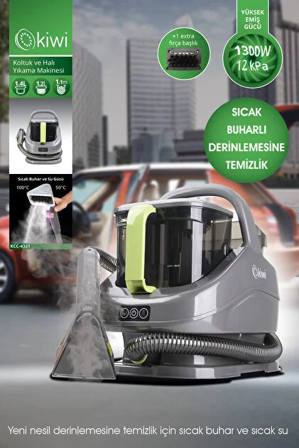 Kiwi Kcc-4321 Buharlı Koltuk ve Halı Yıkama Leke Çıkartma Makinesi Gri