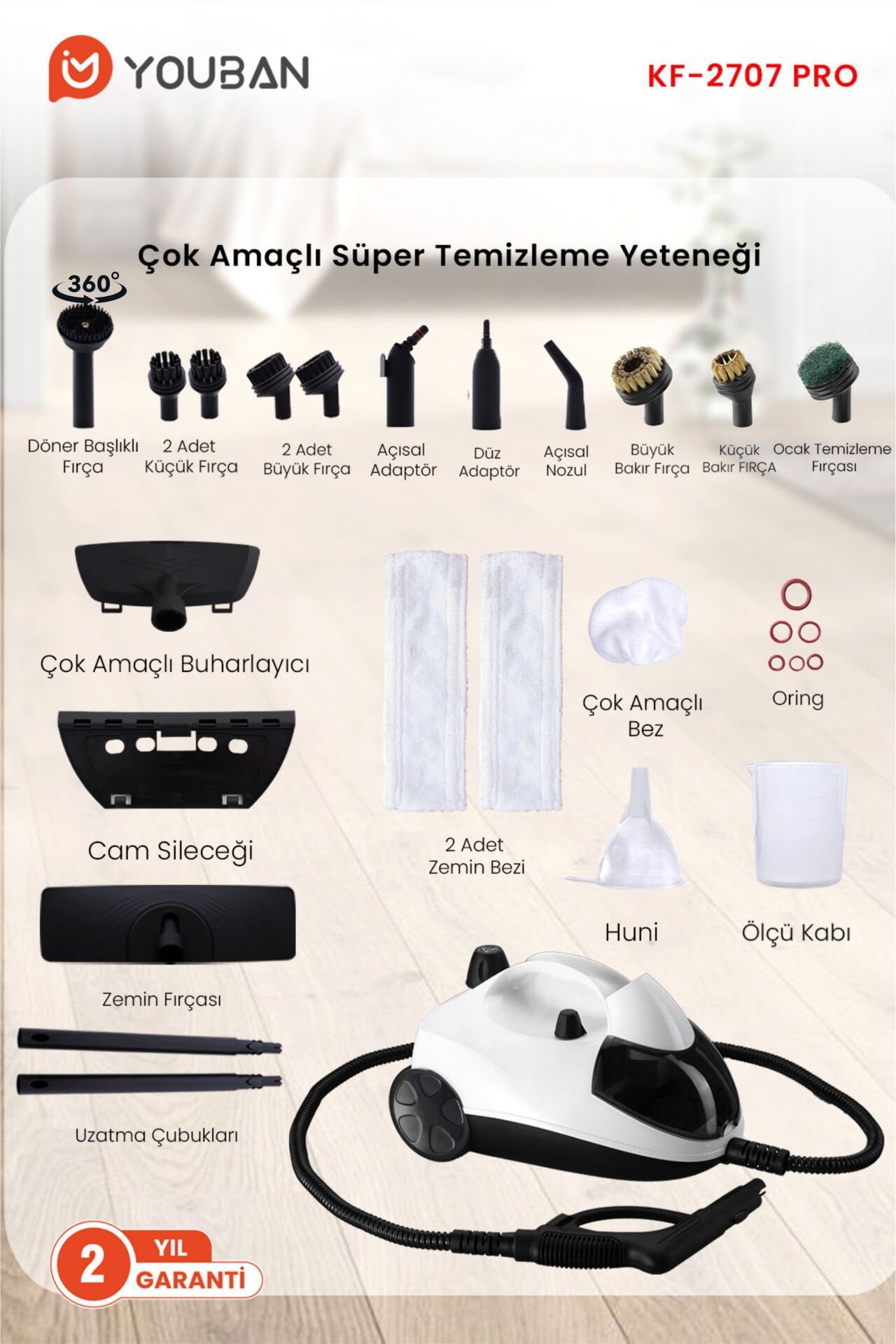 Youban KF2707 PRO Buharlı Temizlik Makinesi